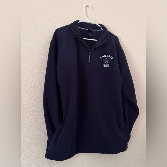 Vintage 2000s Dallas Cowboys Quarter Zip Fleece Pullover Embroidered Logo Size L - Picture 2 of 5